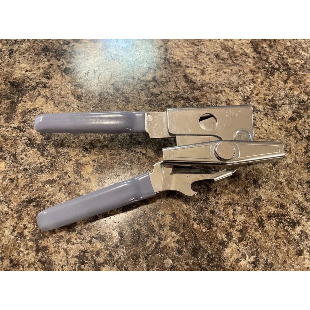 Vintage Swing-A-Way Swing Away Manual Hand Held Can Opener Blue Handles